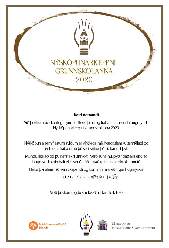 Viðurkenning fyrir úrslit NKG 2020